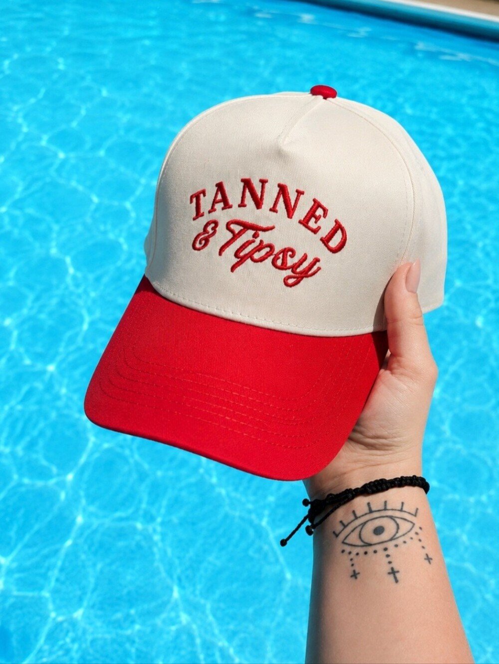 Tanned & Tipsy Trucker Hat - Cherry Bomb